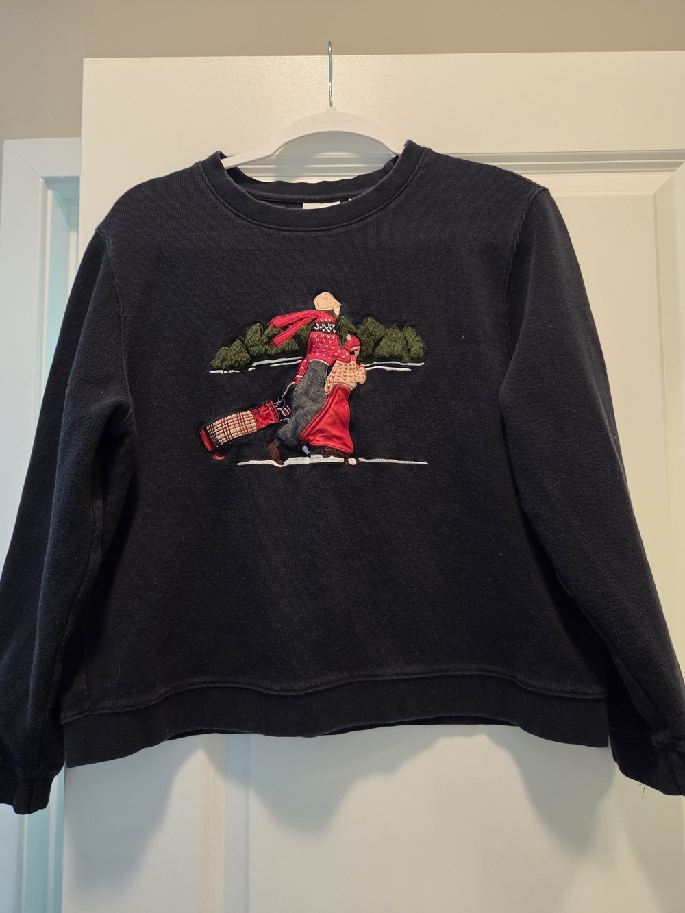 EP Pro Black Crewneck Sweater with Red Embroidered Skater